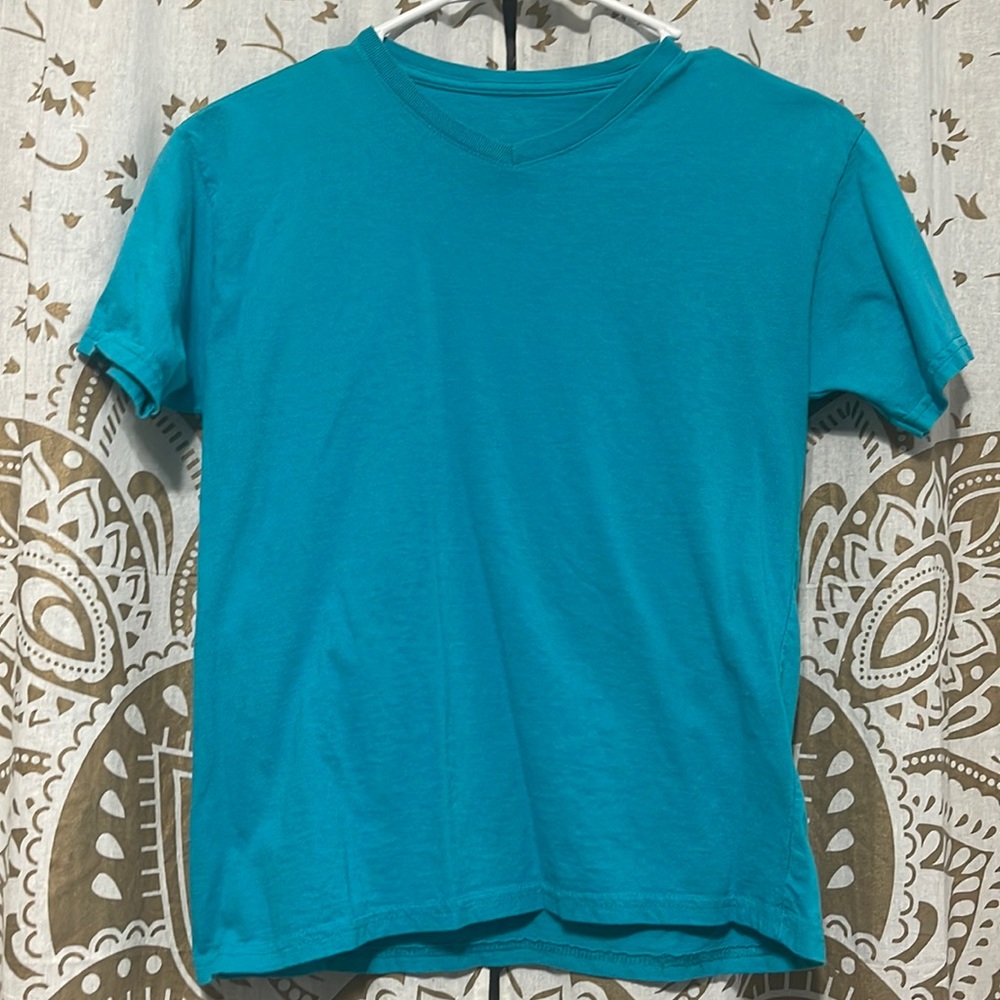 Teal V-Neck Basic Tee Youth LG
